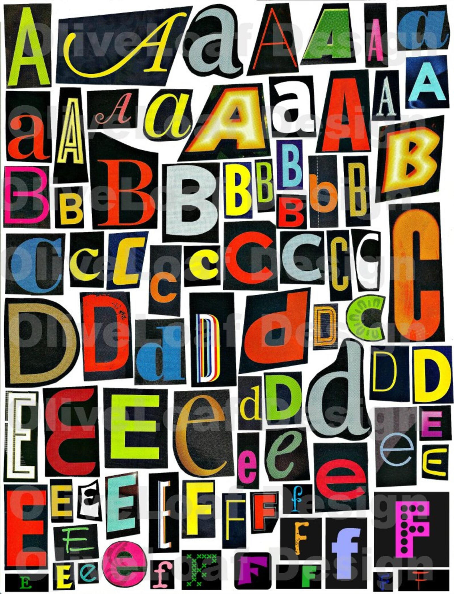 black multicolor printable digital alphabet a to z symbols etsy