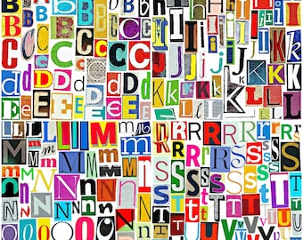 MultiColor Set 3 Printable Digital Alphabet, A to Z, Magazine Letters, Collage Letters, Ransom Note