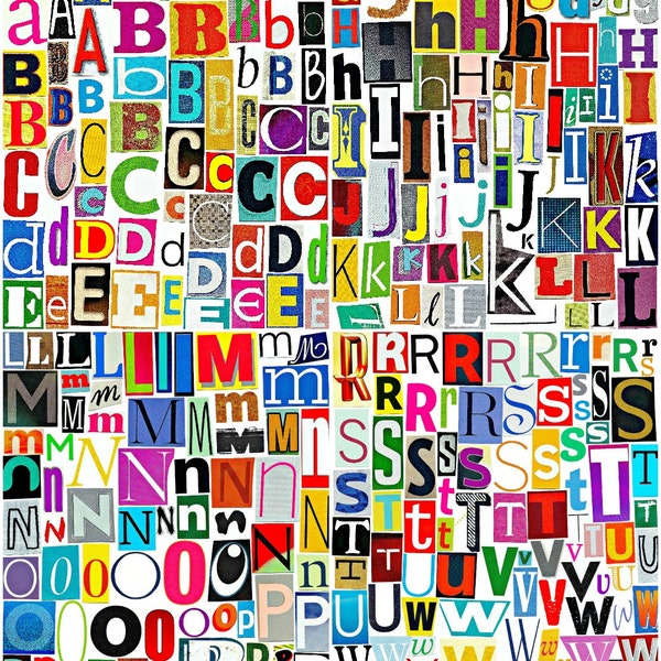 MultiColor Set 3 Alphabet numérique imprimable, de A à Z, Lettres magazine, Lettres collage, Note ransom