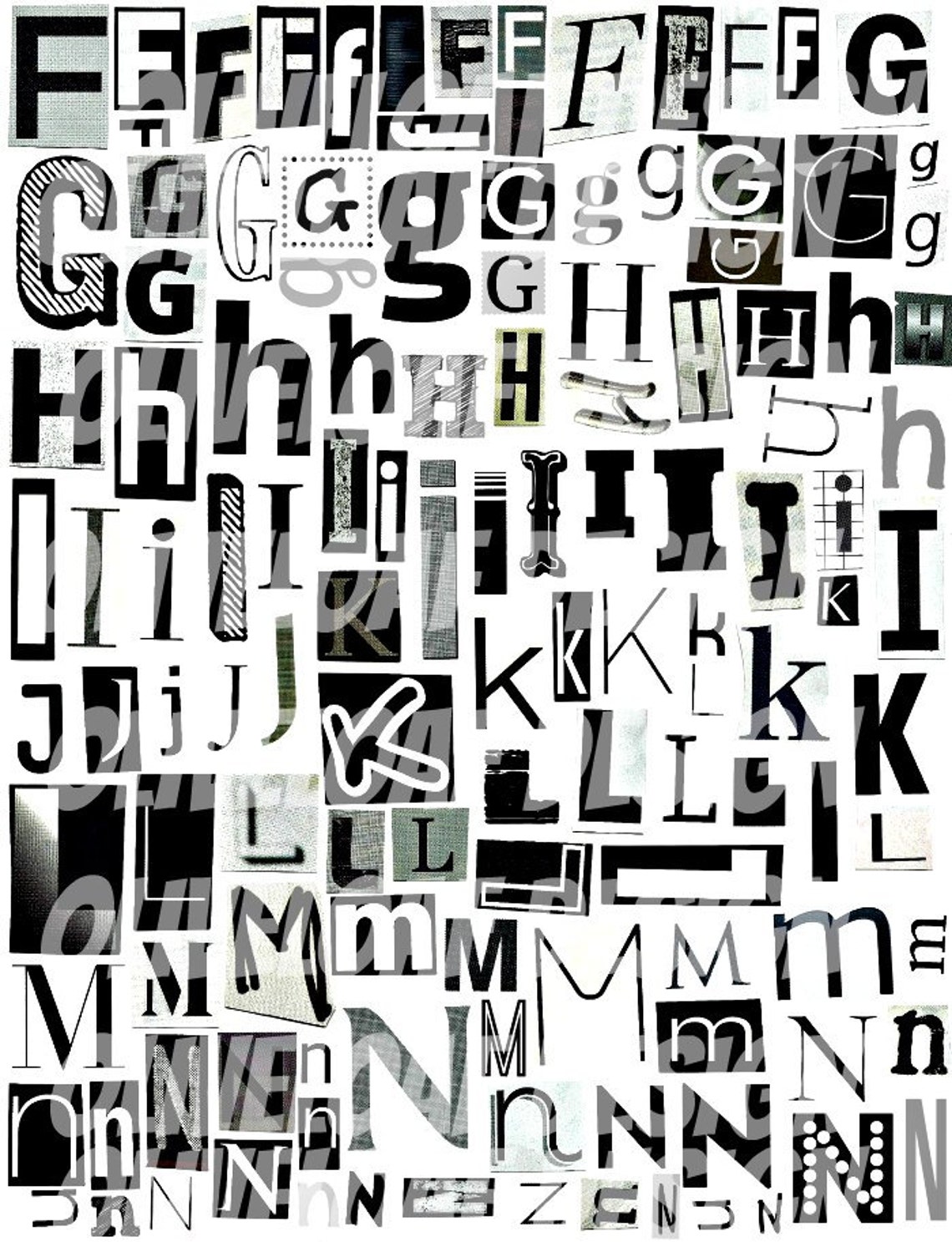 printable digital alphabet black white grey series a to z etsy