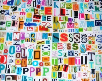 MultiColor Set 1 Printable Digital Alphabet, A to Z, Magazine Letters, Upcycled, Collage Letters, Ransom Note