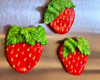 Strawberry Magnet, Clay Strawberry Magnet