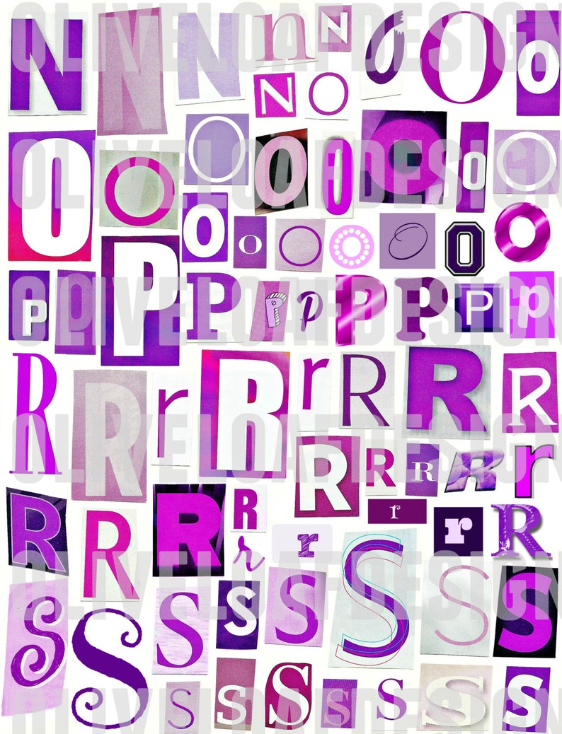 purple printable digital alphabet a to z symbols magazine etsy
