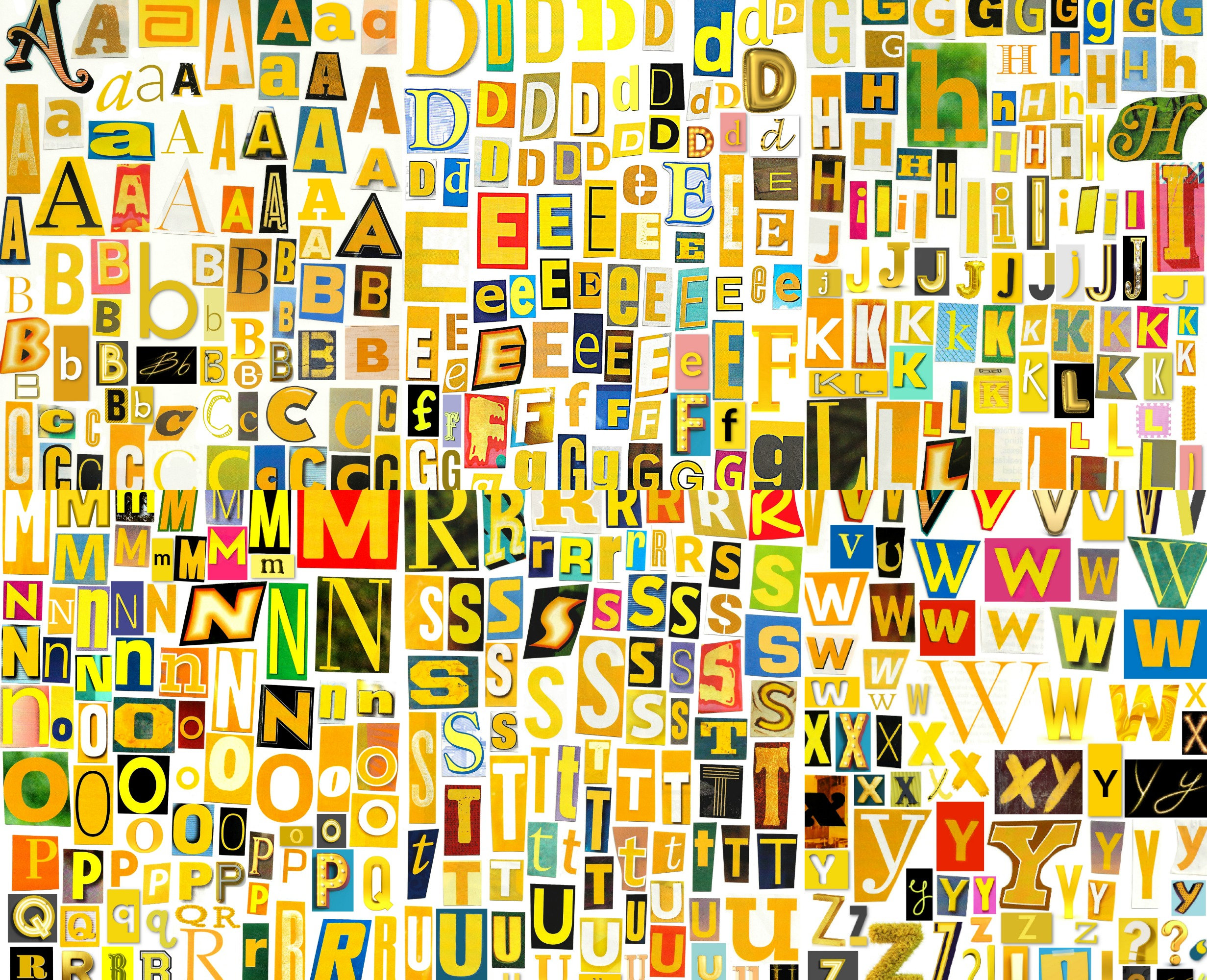 printable digital alphabet yellow series a to z symbols etsy