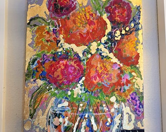 Abundant Abstract Floral Painting, Mixed Media Flower Painting