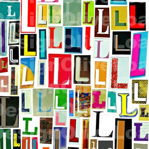 MultiColor Single Letter l-L, Printable Digital Single Letter Series, Letter l-L, Magazine Letters, Typography, Collage Letters, Ransom Note image 2