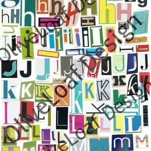 MultiColor Set 1 Printable Digital Alphabet, A to Z, Magazine Letters, Upcycled, Collage Letters, Ransom Note image 3