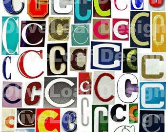 MultiColor Single Letter c-C, Printable Digital Single Letter Series, Letter c-C, Magazine Letters, Typography, Collage Letters, Ransom Note
