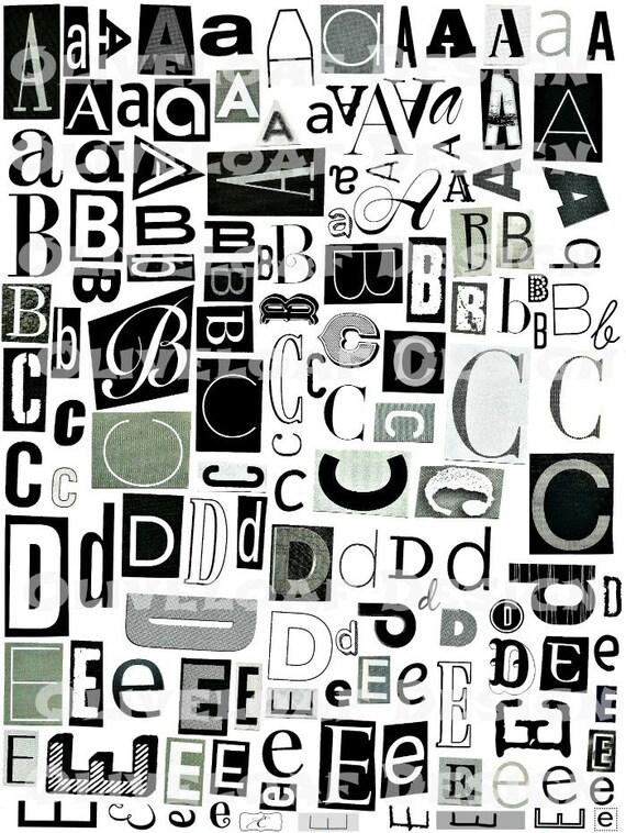printable digital alphabet black white grey series a to z etsy