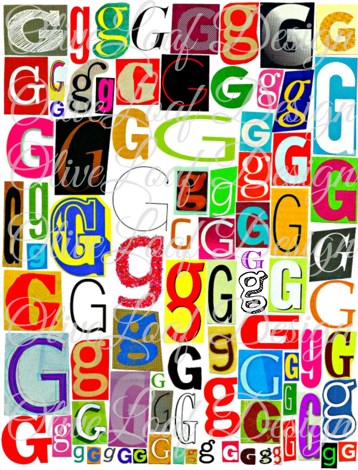 Multicolor Single Letter Gg Printable Digital Single Letter Etsy