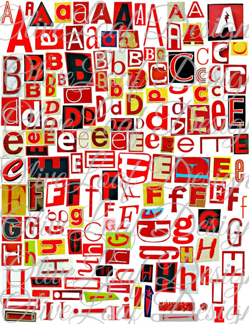 printable digital alphabet red series a to z 1 10 etsy