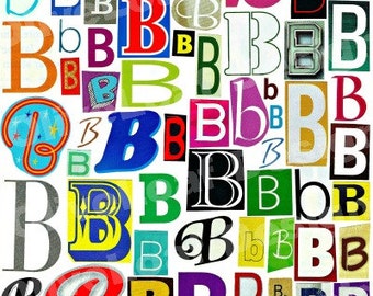 MultiColor Single Letter b-B, Printable Digital Single Letter Series, Letter b-B, Magazine Letters, Upcycled, Collage Letters, Ransom Note