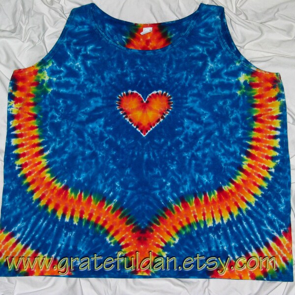 2XL Ladies Tank Top with Heart Mandala Design Tie Dye by GratefulDan