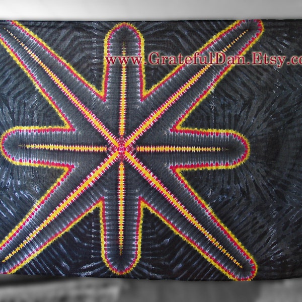 Tie Dye Mandala Star Design Tapestry by GratefulDan  (60 inches x 80 inches) Ready to Ship