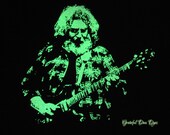 Jerry Garcia Glow In The Dark, hand screen printed by GratefulDan, you pick size S, M, L, XL, 2XL, 3XL - Grateful Dead shirt
