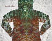 RESERVED for Renate - Tie dyed woman's french terry hoodie with a earth tone rorschach inkblot test design