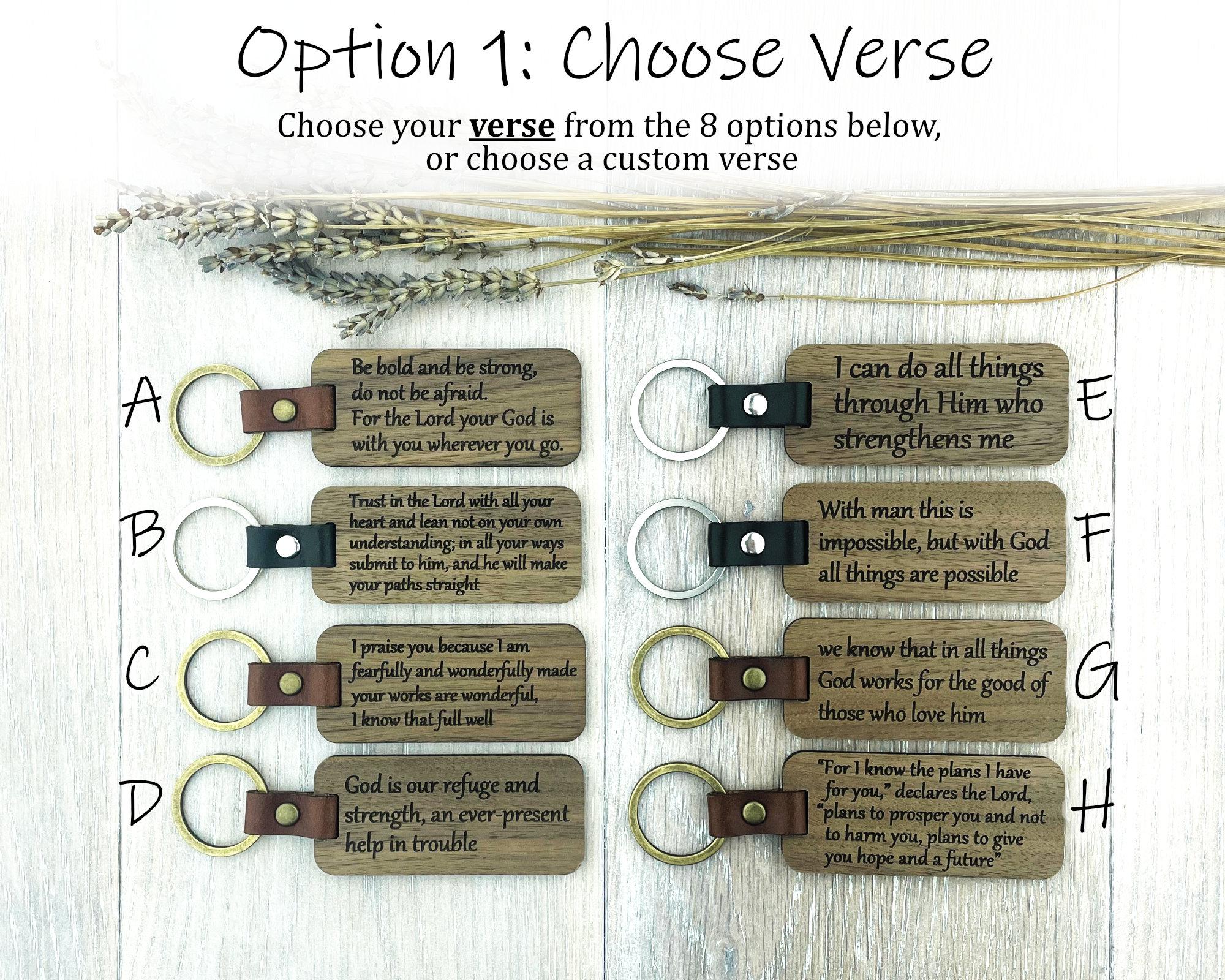 Engraved Walnut Bible Verse Keyring: Christian Gift - Etsy UK