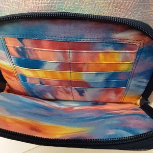 Kaylee crossbody bag in holographic vegan leather. Cotton lining with multiple pockets. image 3