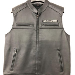 Leather vest, biker leather vest