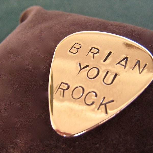 Personalized GUITAR PICK copper handstamped You choose