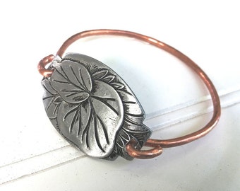 Bangle Bracelet Carved Aluminum Heavy Copper Handmade  Any size available Vintage Design