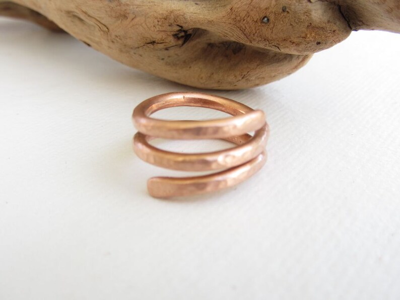 Solid copper hammered ring Thick heavy wire handformed have you tried wearing copper to help with arthritis image 3