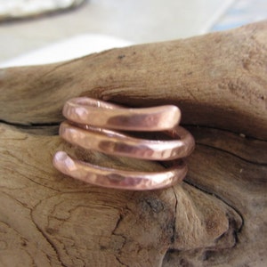 Solid copper hammered ring Thick heavy wire handformed have you tried wearing copper to help with arthritis image 2