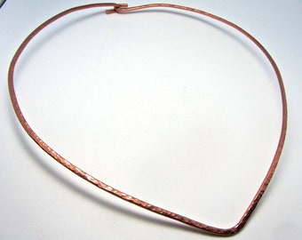 Copper choker-neck wire (1) heavy wire - very comfortable fit -  just add any pendant - Comes in three sizes 16 18 20 inches-textured/smooth