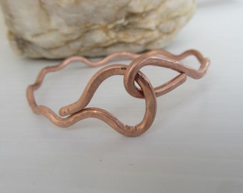 Unusual bangle copper twisted handcrafted bracelet