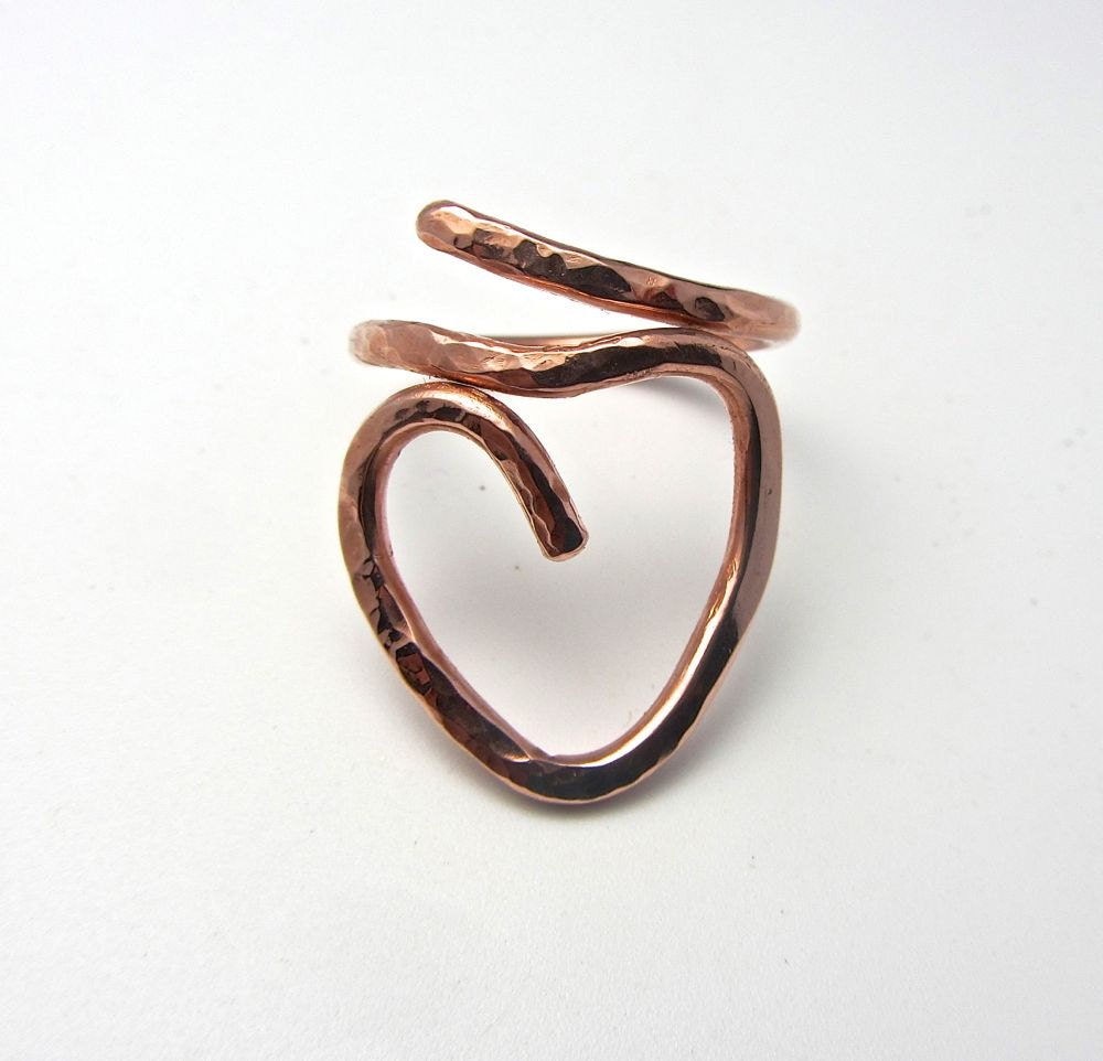 Heart Copper Wire Ring Original Design Solid Heavy Copper - Etsy