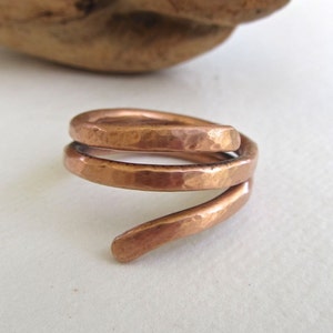 Solid copper hammered ring Thick heavy wire handformed have you tried wearing copper to help with arthritis image 4