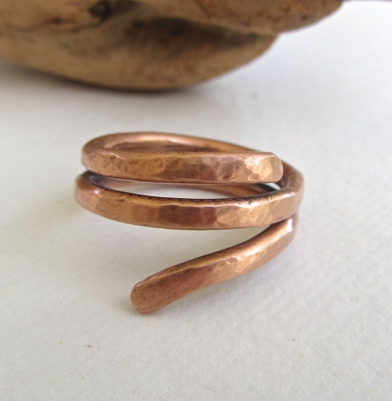 Solid copper hammered ring Thick heavy wire handformed have you tried wearing copper to help with arthritis image 4