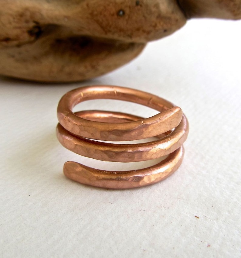 Solid copper hammered ring Thick heavy wire handformed have you tried wearing copper to help with arthritis image 1