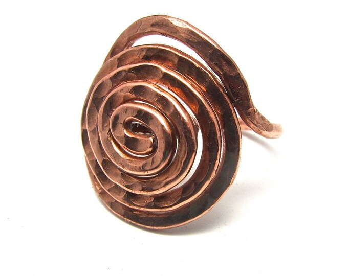 Artisan Copper Mega Spiral Ring - Bold Boho Statement Jewelry for Women