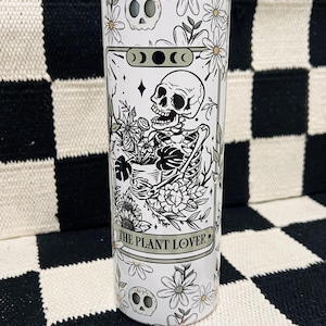 De plantenliefhebber beker | Beker voor plantenliefhebbers | Tarotkaartbeker | Tarotkaart | Planten | Skelet | Aangepast | Schattige beker