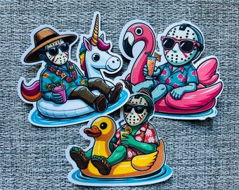 Pegatina de Jason Voorhees: Pegatina de terror impermeable con flotador