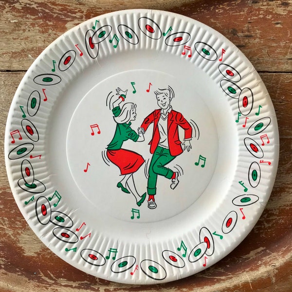 Vintage 1950’s round Rock and Roll dancers paper plate! Great graphics! 50’s television.