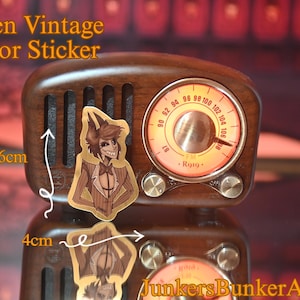 Golden Vintage Alastor The Radio Demon Sticker - Hazbin Hotel