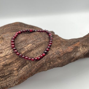 Red Garnet 3mm Beaded stretch Bracelet