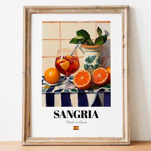 Spanischer Sangria Kunstdruck Poster: Wein-Cocktail Kunstwerk für Bars und Restaurants
