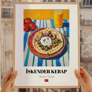 İskender Kebap Wall Print, Turkish Food Poster, Turkish Food Illustration, Turkish Cuisine Poster