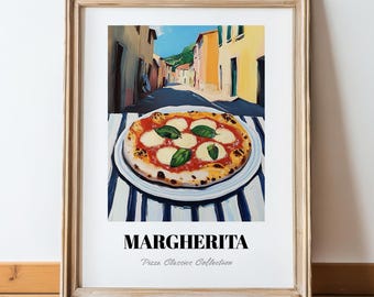 Margherita, Italian Pizza Wall Art, Strawberry Party, Margherita Wall Art, Pizza Art, Dining Room Poster