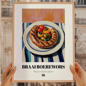 Braai Boerewors, South African Sausage, South African Cuisine, South African Café Décor, Braai Boerewors Wall Art, South African Friend Gift