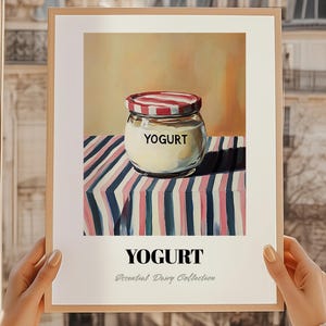 Yogurt, Dairy Painting, Diy Pantry, Yogurt Print, Chef Gift, Restaurant Wall Decor, Kitchen Wall Art