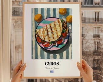 Greek Gyros Food Art Print, Restaurant Wall Decor