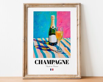 Champagne Wine Poster Print: French Sparkling Wine Wall Art for Celebrations
