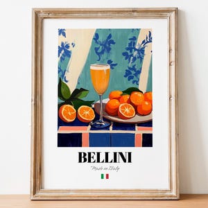 Bellini Wall Art Print Poster: Summer Cocktail Artwork for Kitchens