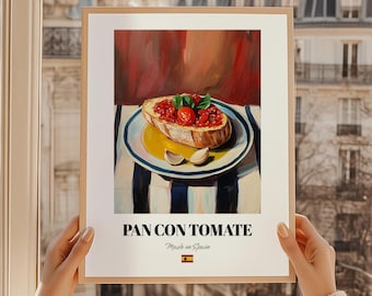 Pan con Tomate, Spanish Food Poster, Spanish Food Art, Mothers Day Brunch, Snack Station, Kitchen Poster