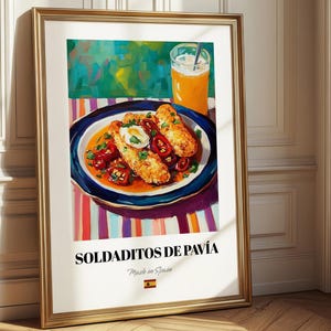 Soldaditos de Pavía, schilderij Spaans eten, cadeaus chef-kok, bowlingfeest, muurdecoratie keuken, keukenposter
