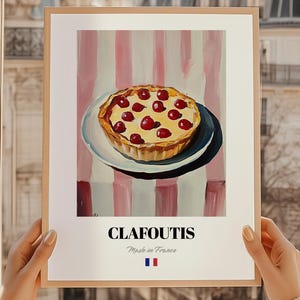 Clafoutis, Franse dessertkunst aan de muur, aangepaste menuomslag, menukaarten, Clafoutis-poster, keukenposter